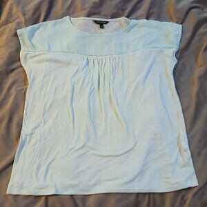 Banana Republic Factory Women's Linen Blend Cap Sleeve Mint Green Top SZ L GUC